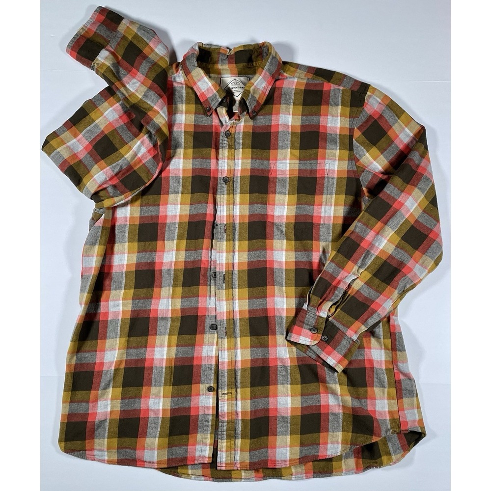 Men's Flannel 2XL Button-Down Cotton Shirt Super Soft  XXL St. John's Bay